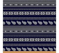 Retro Upholstery Fabric by The Yard,Boho Paisleys Geometric Reupholstery Fabric for Chairs,Bohemian Ethnic Stripes Waterproof Outdoor Fabric,3 Yards,(L276*W150cm) Dark Blue White