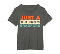 Retro Us City Vintage Just A Kid from Pennsylvania Bradford T-Shirt, Women's Plus, Asphalt Grey, 6X