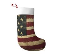 Retro Usa Flag Christmas Stocking Vintage American Flag Xmas Hanging Stocking for Kids Adults Family Holiday Party Decoration