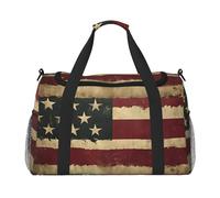 Retro USA Flag Travel Duffle Bag Vintage American Flag Gym Overnight Weekender Bag for Men Women Lightweight Carry On Luggage for Workout Holiday
