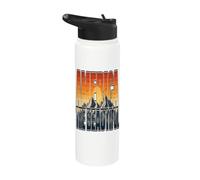 Retro USA Landscape Mountain Forest Sunset Graphic Stainless Steel Insulated Water Bottle