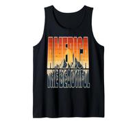 Retro USA Landscape Mountain Forest Sunset Graphic Tank Top