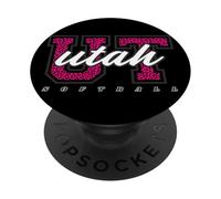 Retro Utah Softball Pink Leopard Varsity State Graphic PopSockets Adhesive PopGrip