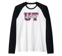 Retro Utah Varsity Sports Pink Leopard Art Raglan Baseball Tee