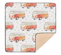 Retro Van Cute Foldable Baby Play Mat for Floor Non-Toxic Infant Play Activity Mat for Baby Kids Toddlers Infants, 50'' x 50''