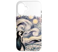Retro Van Gogh Starry Night Christmas Penguin Winter Snowy Case for iPhone 16