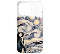 Retro Van Gogh Starry Night Christmas Penguin Winter Snowy Case for iPhone 16 Pro