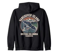Retro Vancouver Island Orcas Salmon British Columbia Canada Zip Hoodie