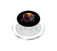 Retro Vaporwave Gorilla With Colorful Pinwheel PopSockets PopGrip for MagSafe