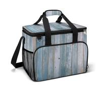 Retro Vertical Grain Wooden Boards Camping Cooler Bag Insulated Beach Coolers Portable Leak Proof Bags with Shoulder Strap