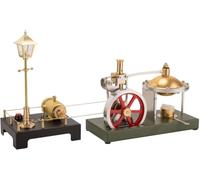 Retro Vertical Steam Engine with Boiler & Light-Up Scene - Working Metal Model Kit for Adults, Desktop Display with Generator, Collector’s DIY Project for Home or Office