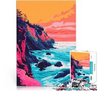 Retro Vibe Oregon Coast IllustrationPuzzles for teenagers 1000 Piece Game Toys Wall Decoration Unique Birthday and Xmas Gifts 38x26cm