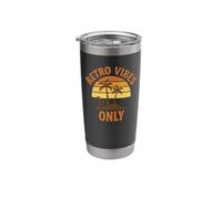 Retro Vibes Only Palm Tree Brown Yellow Orange Stainless Steel Insulated Tumbler