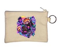 Retro Vibes with Stylish DJ Red Panda Key Chain Coin Purse Beige