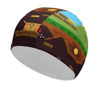 Retro Video Game Playing Unisex Swim Cap Waterproof Swimming Hat for Long and Short Hair Bathing Cap
