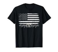 Retro Videographer American Flag HeartBeat Frequency Pulse T-Shirt