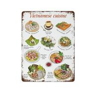 Retro Vietnamese Cafe Sign Vintage Metal Tin Sign With Appetizing Food Art For Kitchen Dining Room Restaurant Wall 8 X 12 inch