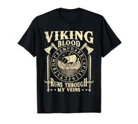 Retro Viking Blood Runs Through My Veins Viking Ship Apparel T-Shirt