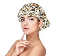 Retro Village Print Satin Silk Bonnet for Sleeping Women, Adjustable Double Layer Satin Hair Bonnet Night Sleep Cap for Curly Hair