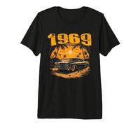 Retro Vintage 1969 Birthday Old Car Classic Sunset Palm Tree Premium T-Shirt