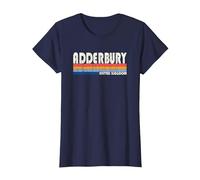 Retro Vintage 70s 80s Style Adderbury, United Kingdom T-Shirt, Women, Navy Blue, Medium
