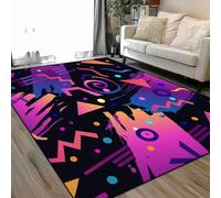 Retro vintage 80s 90s fashion style abstract seamless Area Rugs Living Room Large 160x230 cm Washable Vintage Soft Rug Modern Non Slip Floor Carpet Mat for Bedroom Kitchen Dining Room