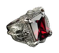 Retro Vintage 925 Sterling Silver Dragon Claw Ring with Red Stone Punk Jewelry for Men Boys Size U