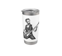 Retro Vintage Abraham Lincoln Abe Lincoln Playing Guitar Men Stainless Steel Insulated Tumbler
