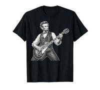 Retro Vintage Abraham Lincoln Abe Lincoln Playing Guitar Men Value Graphic T-Shirt, Men, Black, S