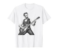 Retro Vintage Abraham Lincoln Abe Lincoln Playing Guitar Men Value Graphic T-Shirt, Men, White, M