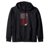 Retro Vintage American Flag Golf Golfer Funny Club Golfing Zip Hoodie