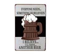 Retro Vintage Beer Bar, I Believe I'Ll A Beer Tin Sign Novelty Plaque Tin Funny Wall Metal Sign For Bar Pub Kitchen Bathroom