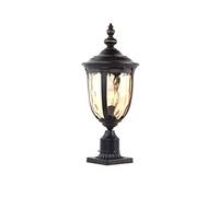 Retro Vintage Black Outdoor IP65 Waterproof Fence Light - Landscape Column Lamp Rainproof Post Light - Exterior Aluminum Porch Glass Lantern Patio Garden Villa Door Pillar Table Light Lighting