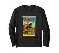 Retro Vintage Boston Massachusetts MA USA Poster Art Graphic Long Sleeve T-Shirt