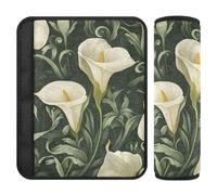 Retro Vintage Calla Lily Flowers 2 pcs car seat Neck Strap Cover More Comfort Driving for Auto accesorios para carro