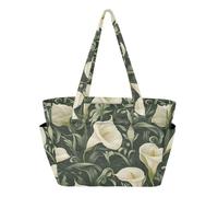 Retro Vintage Calla Lily Flowers Tote Bag Work Bag for Gym Anti-Scratch Lining bolso Casual