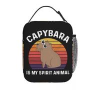 Retro Vintage Capybara is My Spirit Animal Insulated Lunch Bag Thermal Meal Container Large Tote Lunch Box Food Handbags Beach