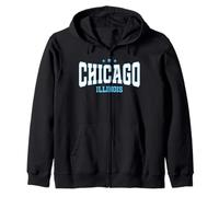 Retro Vintage Chicago Illinois Souvenir Chi-Town Novelty Zip Hoodie