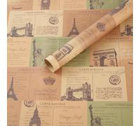 Retro Vintage Classic Romantic World's Famous City Building Architecture British London's Tower Bridge Eiffel Tower Statue of Liberty Arc de Triomphe in Paris Carte Postale DIY Craft Art Newspaper