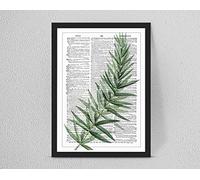 Retro/Vintage Dictionary Print, Botanical Leaf Art Plants Flower, Home Decor A4/A3 (A4 Print with Frame)