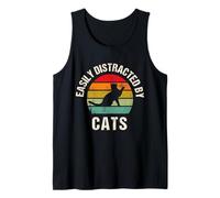 Retro Vintage Easily Distracted by Cat Cute Cat Kitten Lover Tank Top