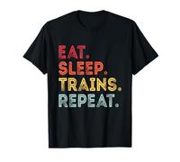 Retro Vintage Eat Sleep Trains Repeat Train Railroad for Men T-Shirt