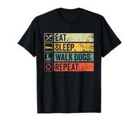 Retro Vintage Eat Sleep Walk Dogs Repeat For Dog Walker T-Shirt