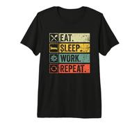 Retro Vintage Eat Sleep Work Repeat Design for Workaholic Premium T-Shirt