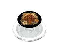Retro Vintage Flowers Ruby Cavalier King Charles Spaniel Dog PopSockets PopGrip for MagSafe