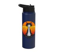 Retro Vintage Funny Cat Meditation Namaste Yoga Stainless Steel Insulated Water Bottle