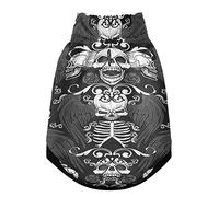Retro Vintage Gothic Coat of Arms Rose Wings Skulls Bones Pet Winter Vest Coat with Hanging Holes, Windproof Fleece Extra Warm Dog Cat Jacket Sweater Clothes Apparel for Cold Weather XXS