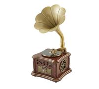 Retro Vintage Gramophone Record Player, Decorative Phonograph with Bluetooth/USB, Hi-Fi, Handcrafted by Pure Oak (Brown) for Music Player/Home Decoration/Retro Collection/Gift