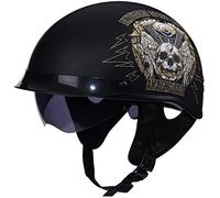 Retro Vintage Half-Shell Jet Helmet with Goggles, Motorbike Motorbike Helmet, Brain Cap, DOT/ECE Approved, Scooter Helmet, Retro Motorcycle Half Helmet, Men and Women. B6,XL:59-60cm