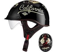 Retro Vintage Half-Shell Jet Helmet with Goggles, Motorbike Motorbike Helmet, Brain Cap, DOT/ECE Approved, Scooter Helmet, Retro Motorcycle Half Helmet, Men and Women. A3,XL:59-60cm